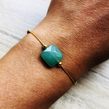 Parure bracelet barrette Aventurine verte Créativité