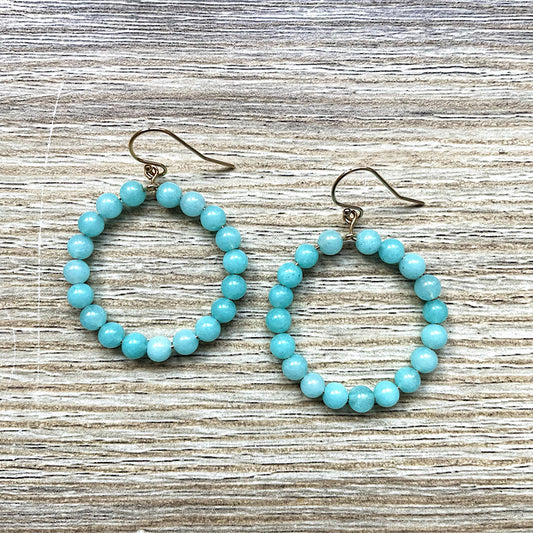 Boucles d’oreilles Amazonite plaqué or Wanda