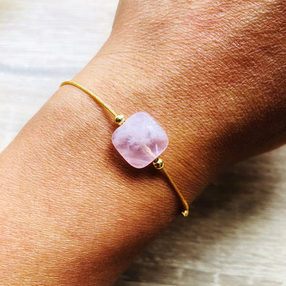 Parure bracelet barrette Quartz rose Amour