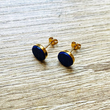 Charger l&#39;image dans la galerie, puces-oreilles-lapis-lazuli-argent-dore-face