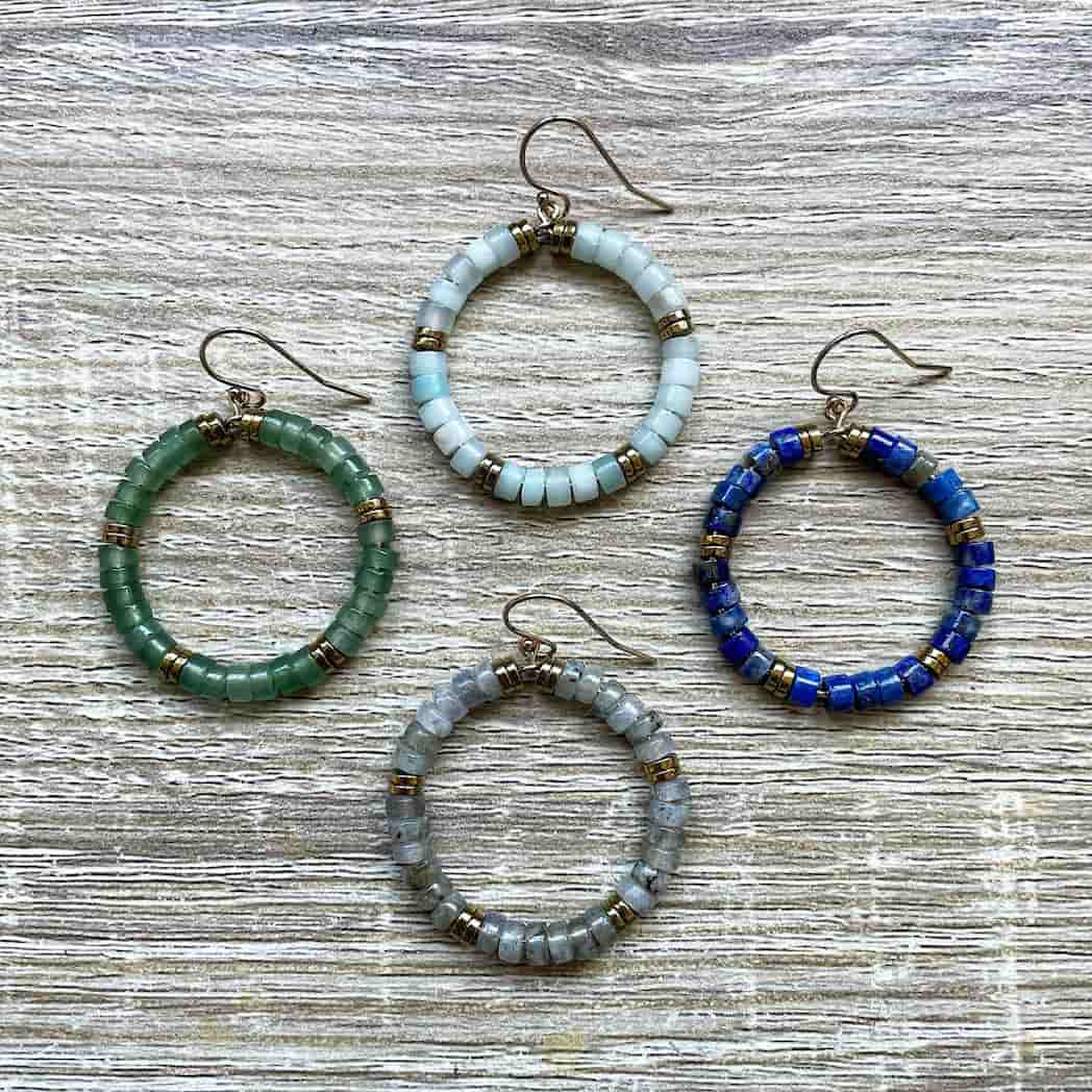 Boucles d'oreilles cercle pierre naturelle