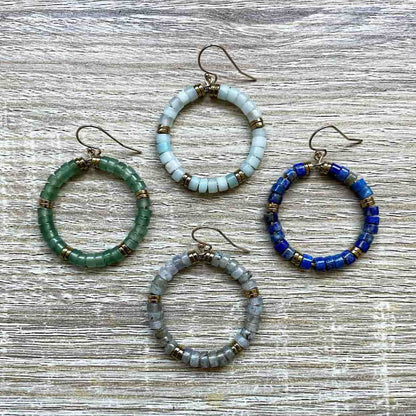 Boucles d'oreilles cercle pierre naturelle