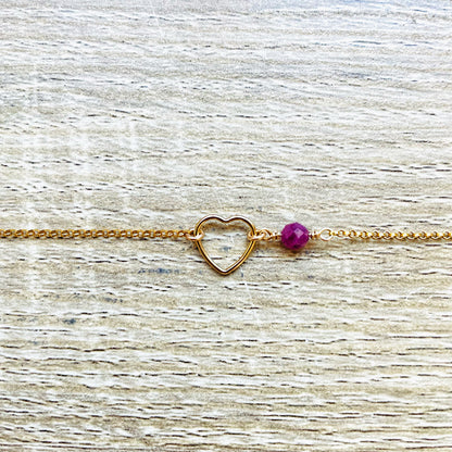 Bracelet pierre de naissance Juillet Rubis