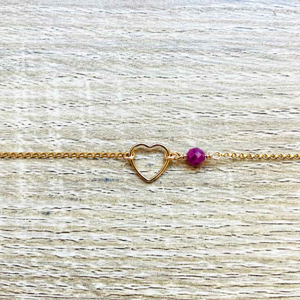 Bracelet cœur pierre de naissance juillet