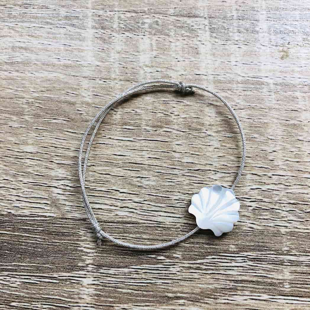 Bracelet coquillage nacre argenté