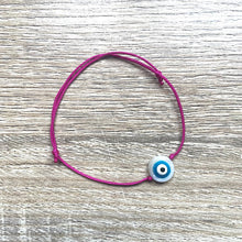 Charger l&#39;image dans la galerie,    bracelet-cordon-coulissant-oeil-bleu-rose