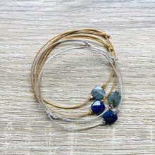 Charger l&#39;image dans la galerie, bracelets-cordon-reglable-labradorite-lapis-lazuli-argent-dore