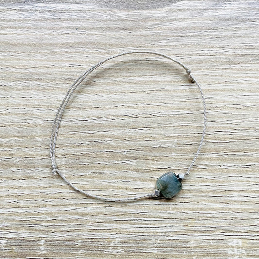 Bracelet Labradorite cordon réglable argent Carrie