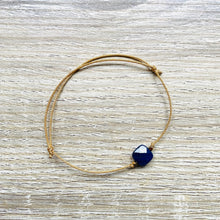 Charger l&#39;image dans la galerie, bracelet-cordon-reglable-lapis-lazuli-argent-dore