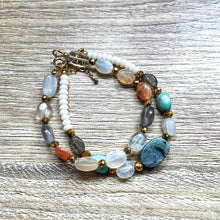 Charger l&#39;image dans la galerie, bracelet-labradorite-amazonite-pierre-soleil-hematite-plaque-or