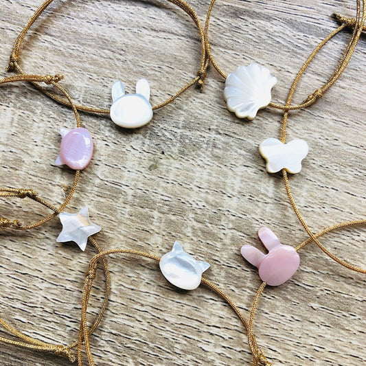 Bracelet nacre lien coulissant doré Camille