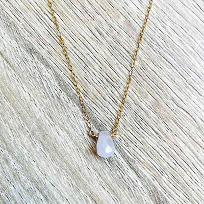 Collier Quartz rose goutte