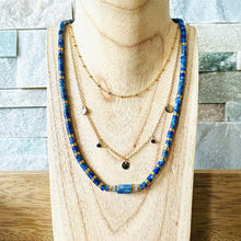 Charger l&#39;image dans la galerie, stacking-accumulation-colliers-lapis-lazuli-hematites-plaque-or