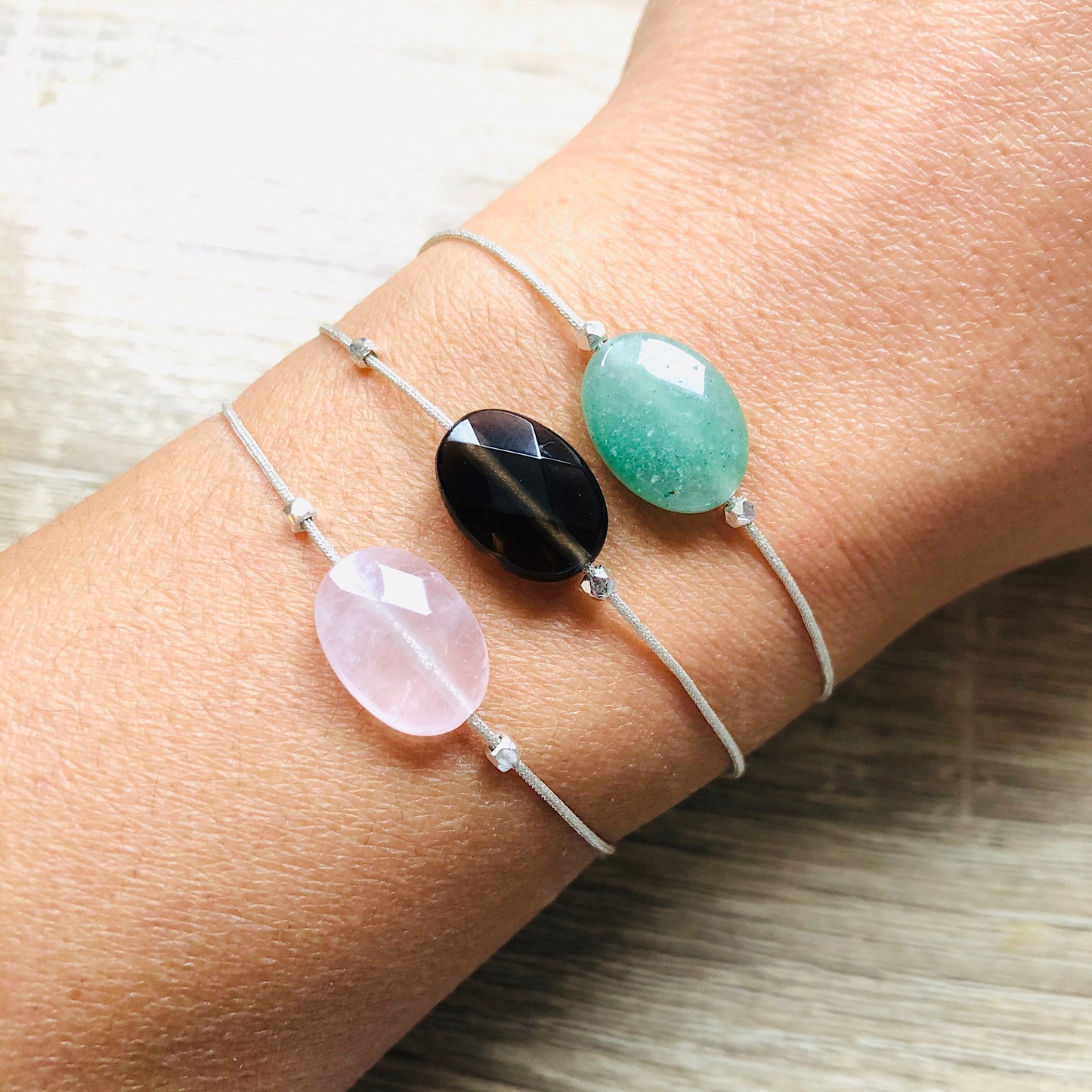 Bracelet pierre naturelles lien coulissant Olivia