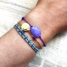 Charger l&#39;image dans la galerie, Coffret Cadeau bracelets Violets pierres naturelles plaqué or