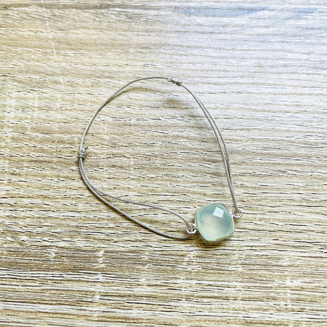 Bracelet cordon réglable pierres naturelles argent massif Livia