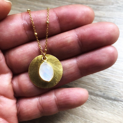 Collier médaille Ally Pierre de Lune Argent modèle unique