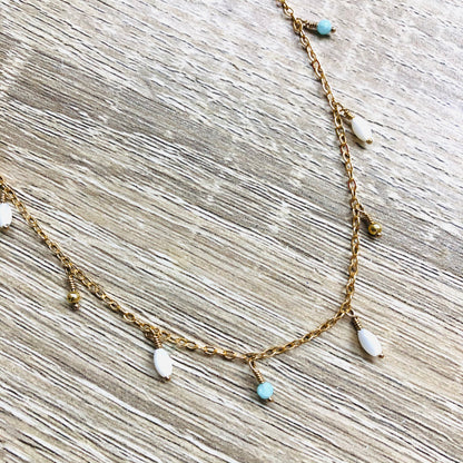 Chaine de cheville Amazonite nacre Serena