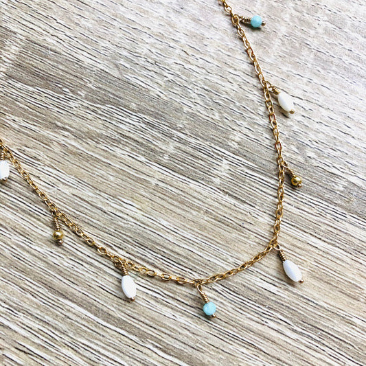 Chaine de cheville Amazonite nacre Serena